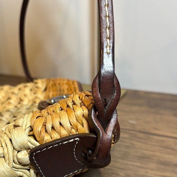 Brighton Ruth Straw Satchel Handbag Purse Shoulder Strap Heart Magnetic Snap - Picture 9 of 11